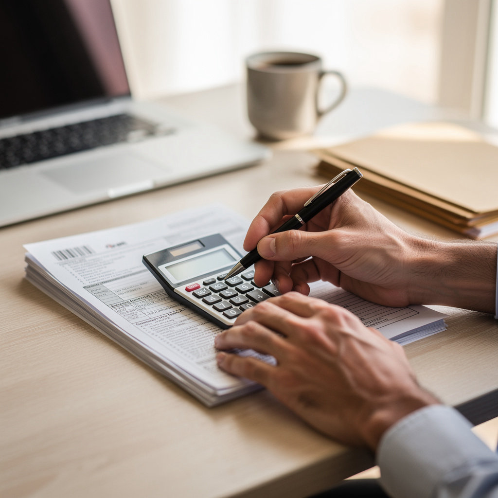 April Tax Services expert assisting a small business owner with tax documents in San Diego