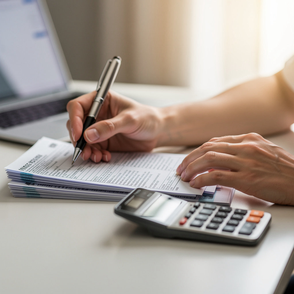 April Tax Services professional consultant reviewing tax documents with a client in San Diego